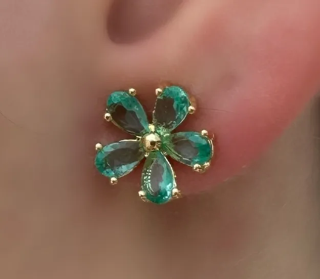 BRINCO FLOR ZIRCONIAS AQUAMERINE