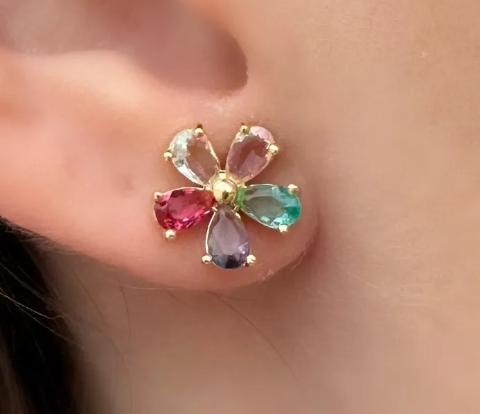 BRINCO FLOR ZIRCONIAS COLORS