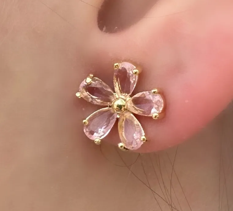 BRINCO FLOR ZIRCONIAS ROSA