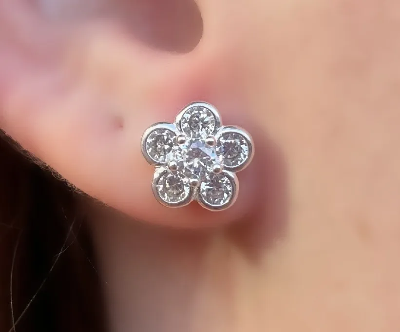 BRINCO PRATA FLOR 6 PONTOS DE LUZ