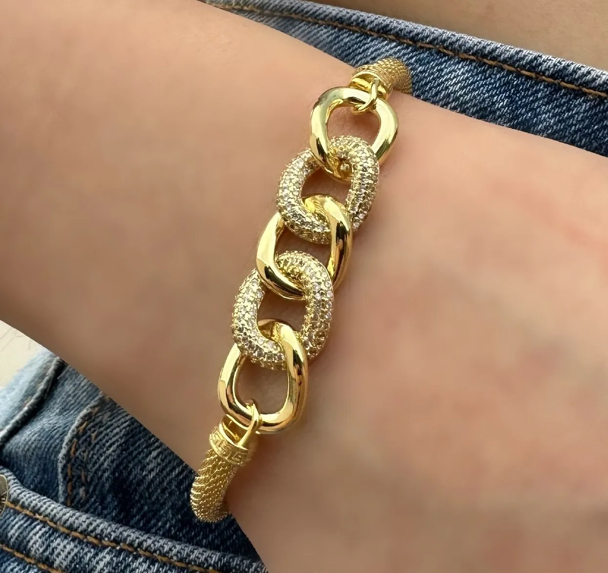 PULSEIRA GRUMET ELO ELO CRAVEJADO E LISO