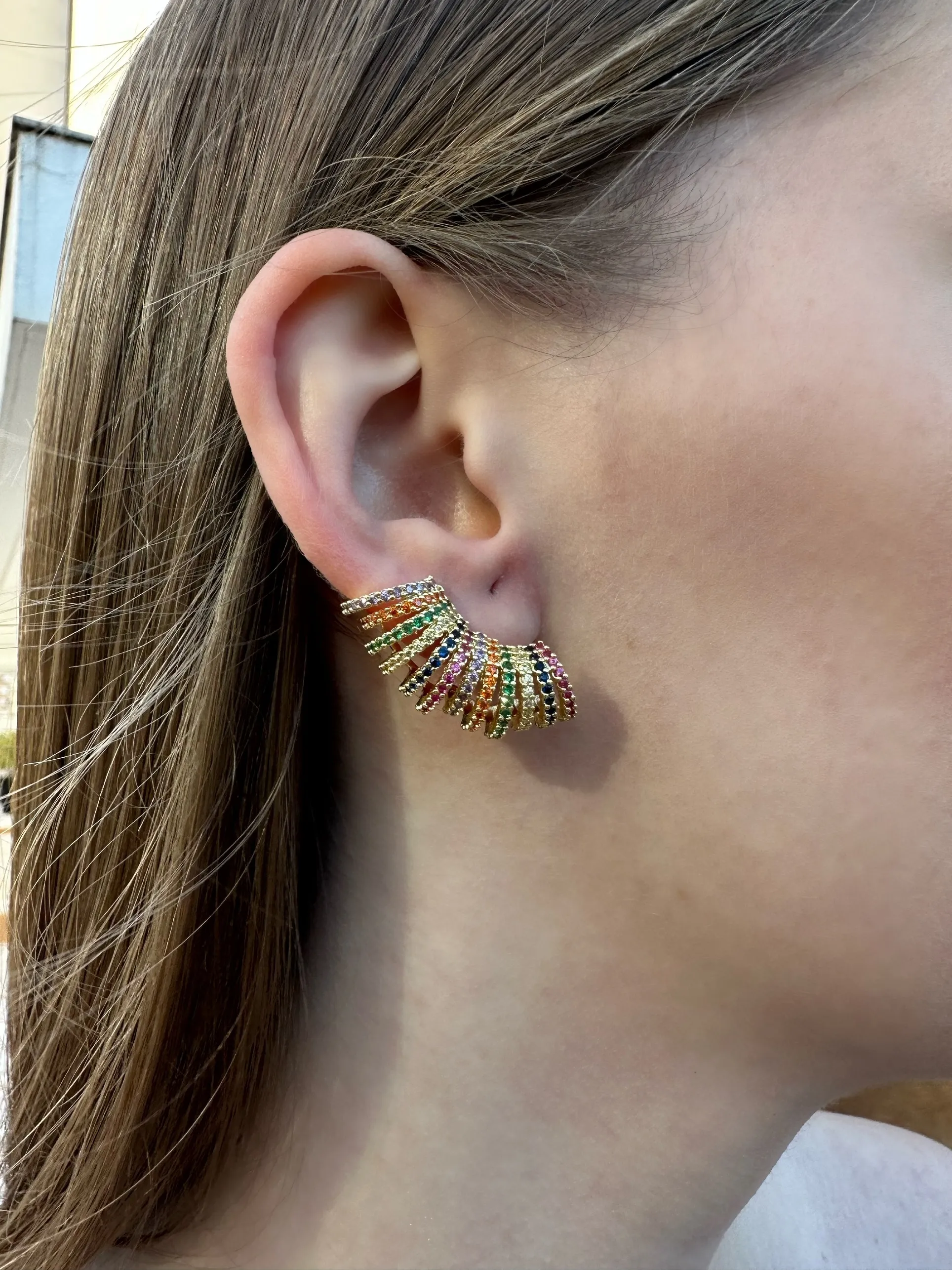 BRINCO EAR CUFF LEQUE CRAVEJADO COLORS