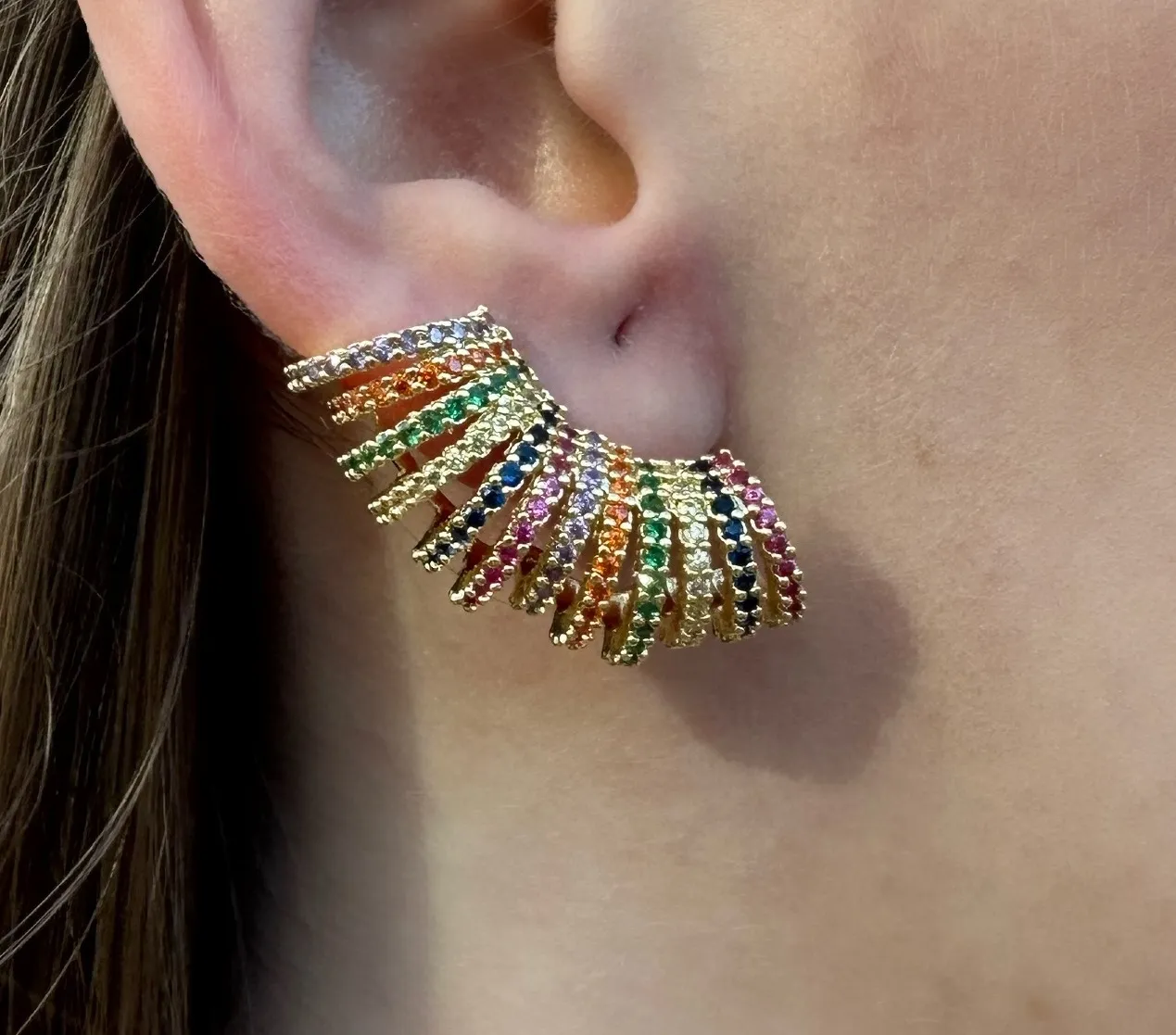 BRINCO EAR CUFF LEQUE CRAVEJADO COLORS