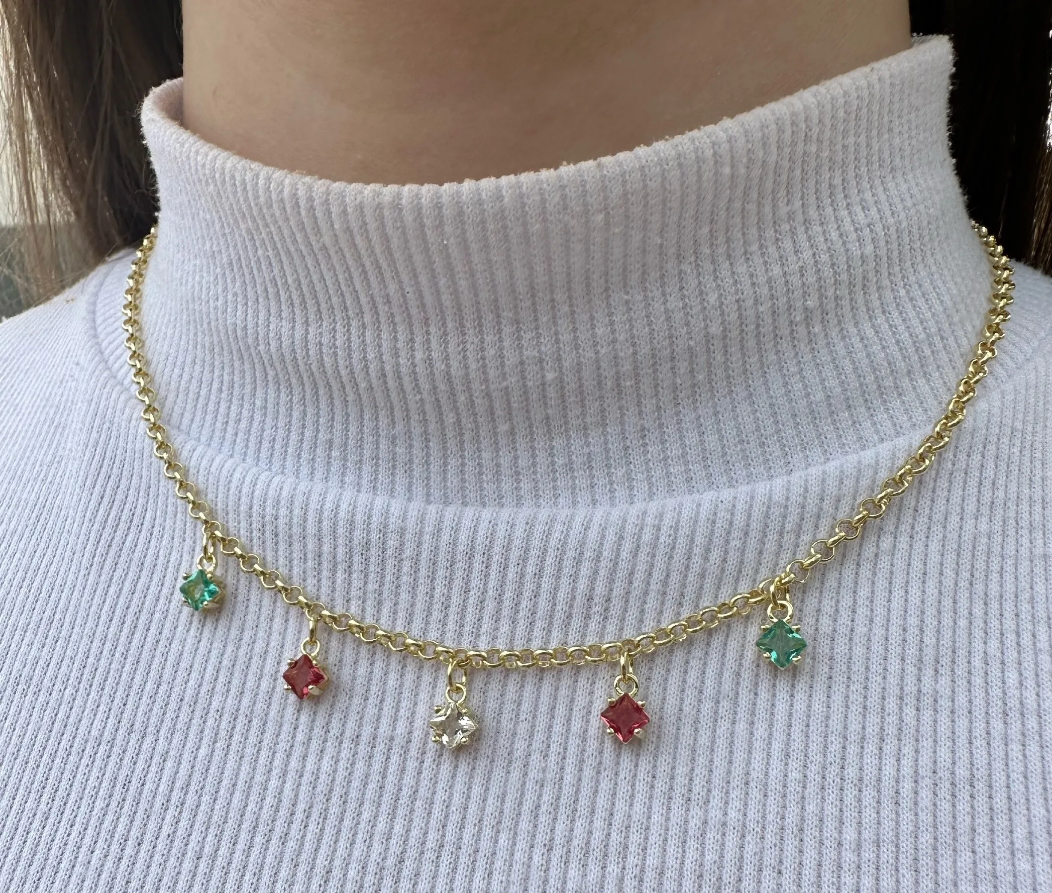 CHOKER PEDRAS QUADRADAS COLORS