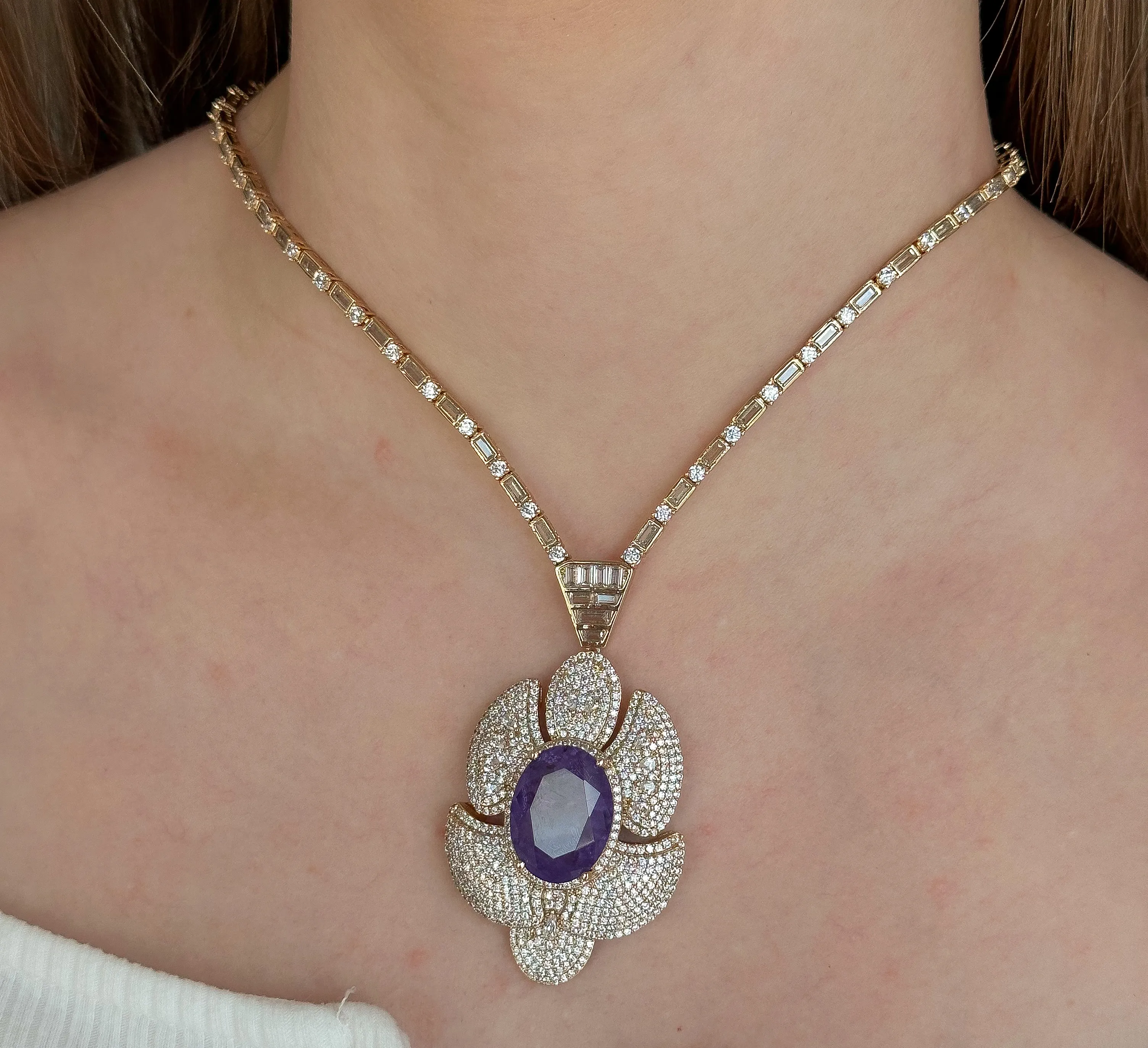 CONJUNTO LUXURI CRAVEJADO PEDRA FUSION LILÁS