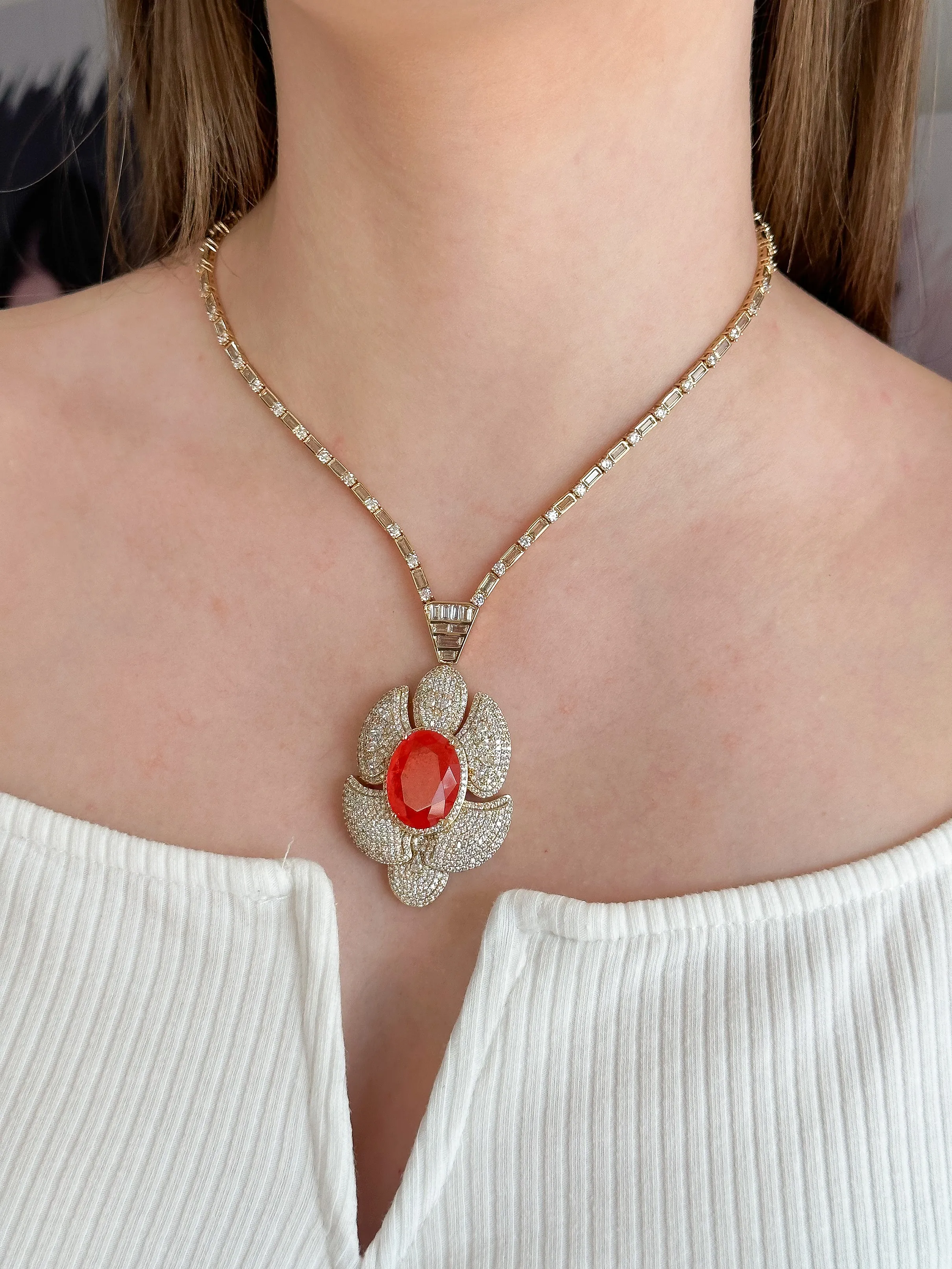 CONJUNTO LUXURI CRAVEJADO PEDRA FUSION LARANJA