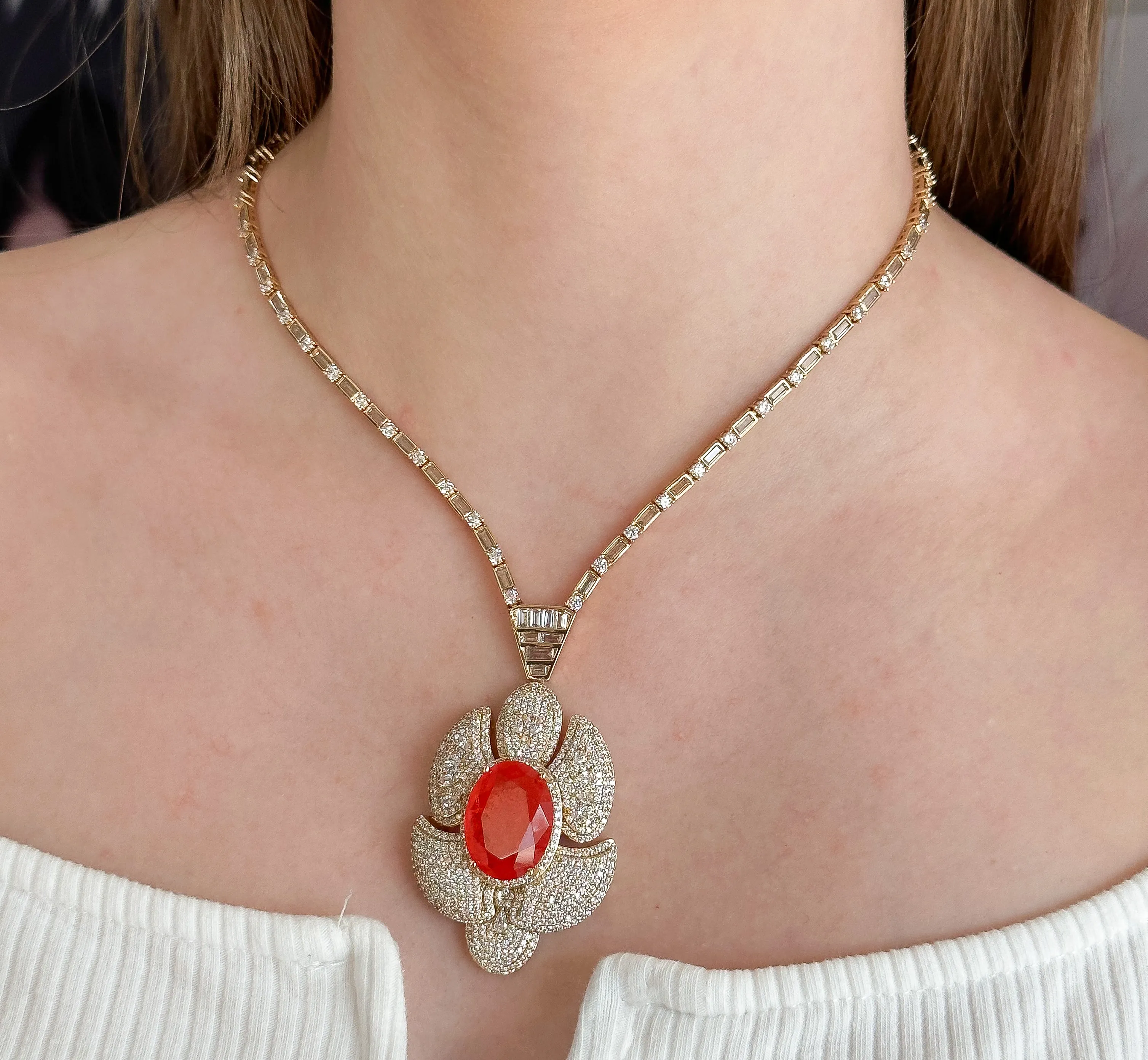 CONJUNTO LUXURI CRAVEJADO PEDRA FUSION LARANJA
