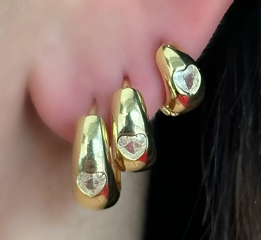 BRINCO TRIO AGOLA LISA COM ZIRCONIA CORAÇÃO