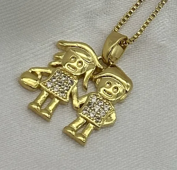 GARGANTILHA FILHOS CASAL CRAVEJADO CRISTAL