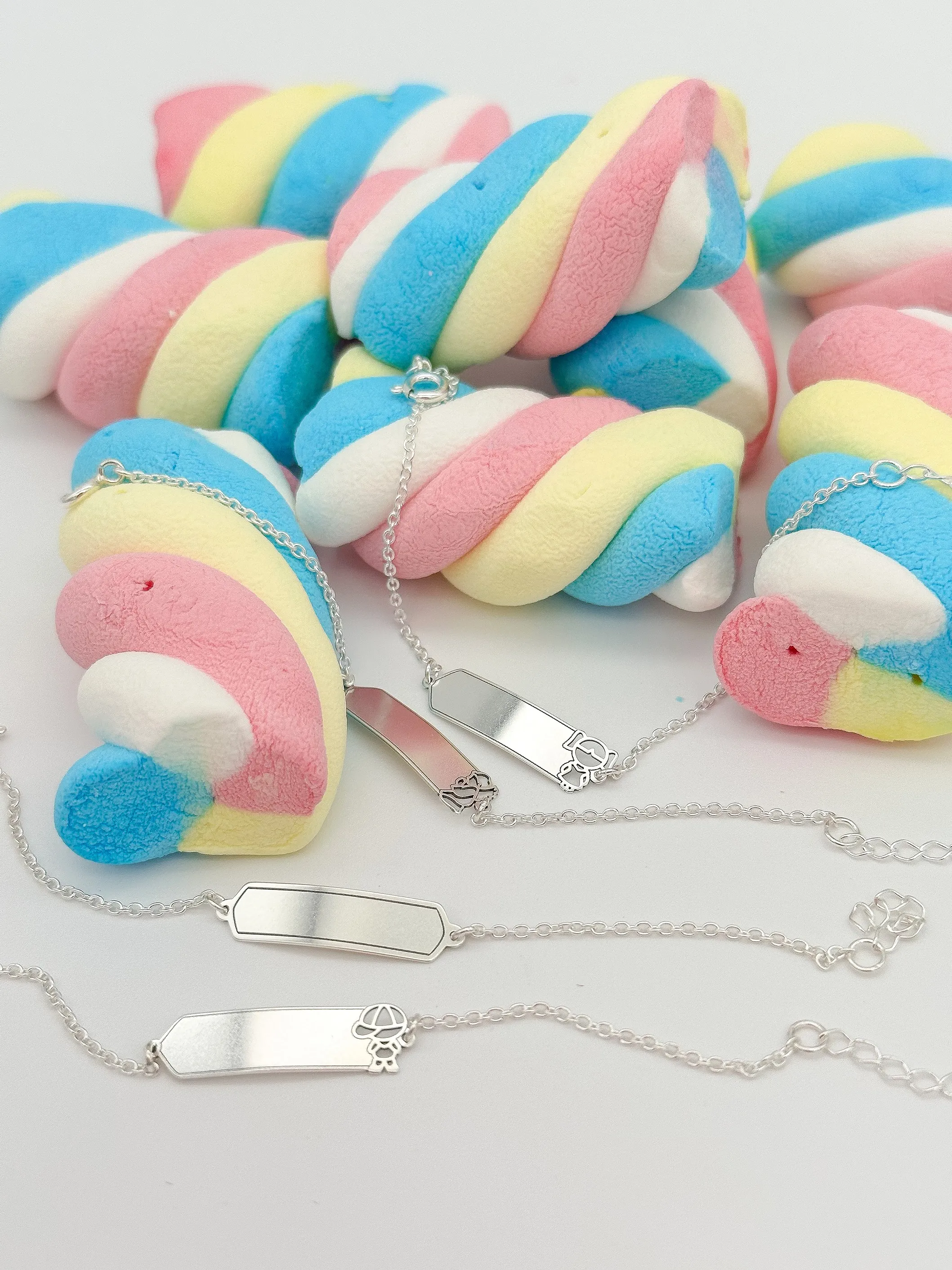 PULSEIRA PRATA INFANTIL PLAQUINA ANJO
