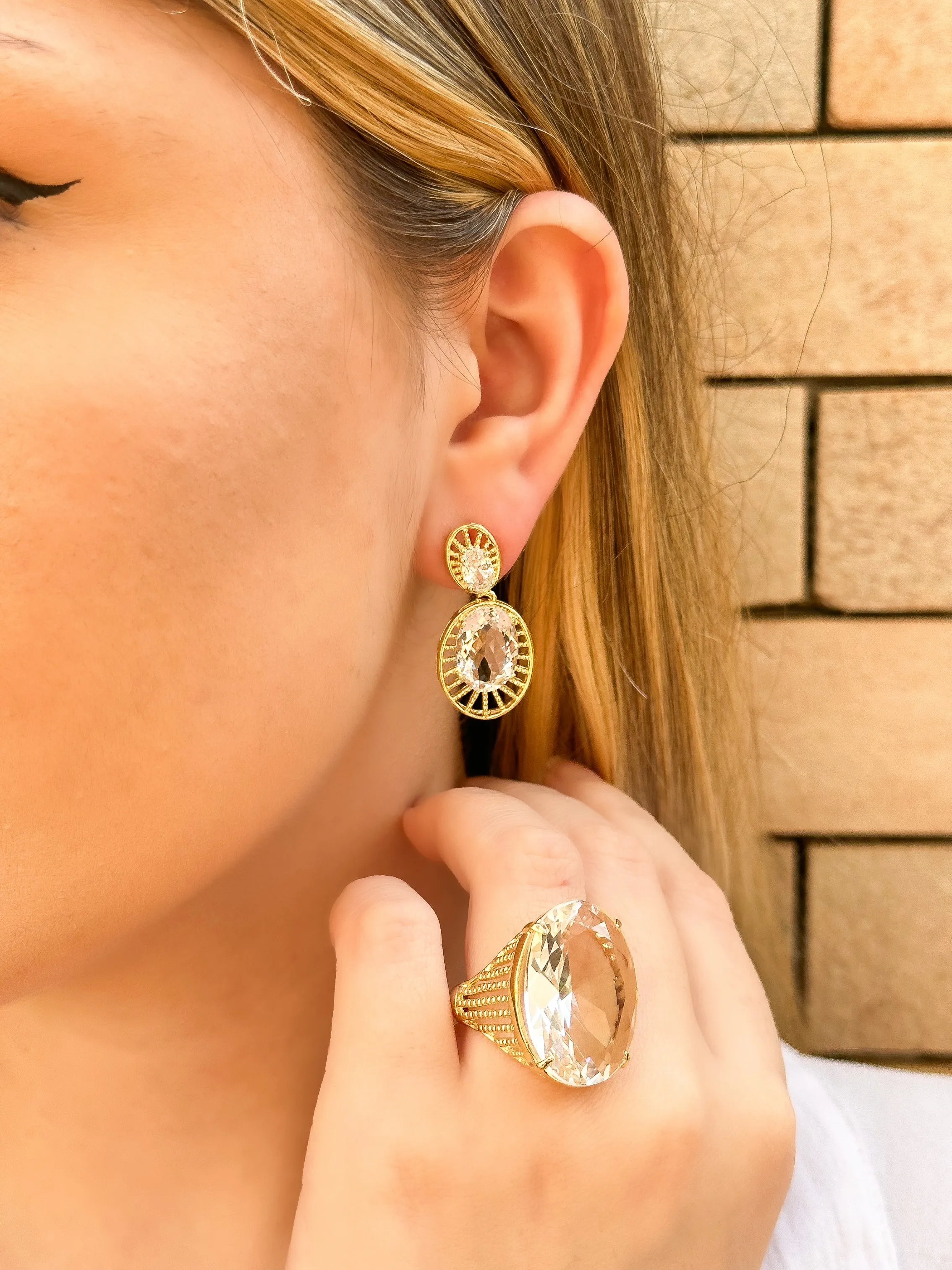 ANEL PEDRA OVAL CRISTAL INSPIRAÇÃO ANA AMORIM