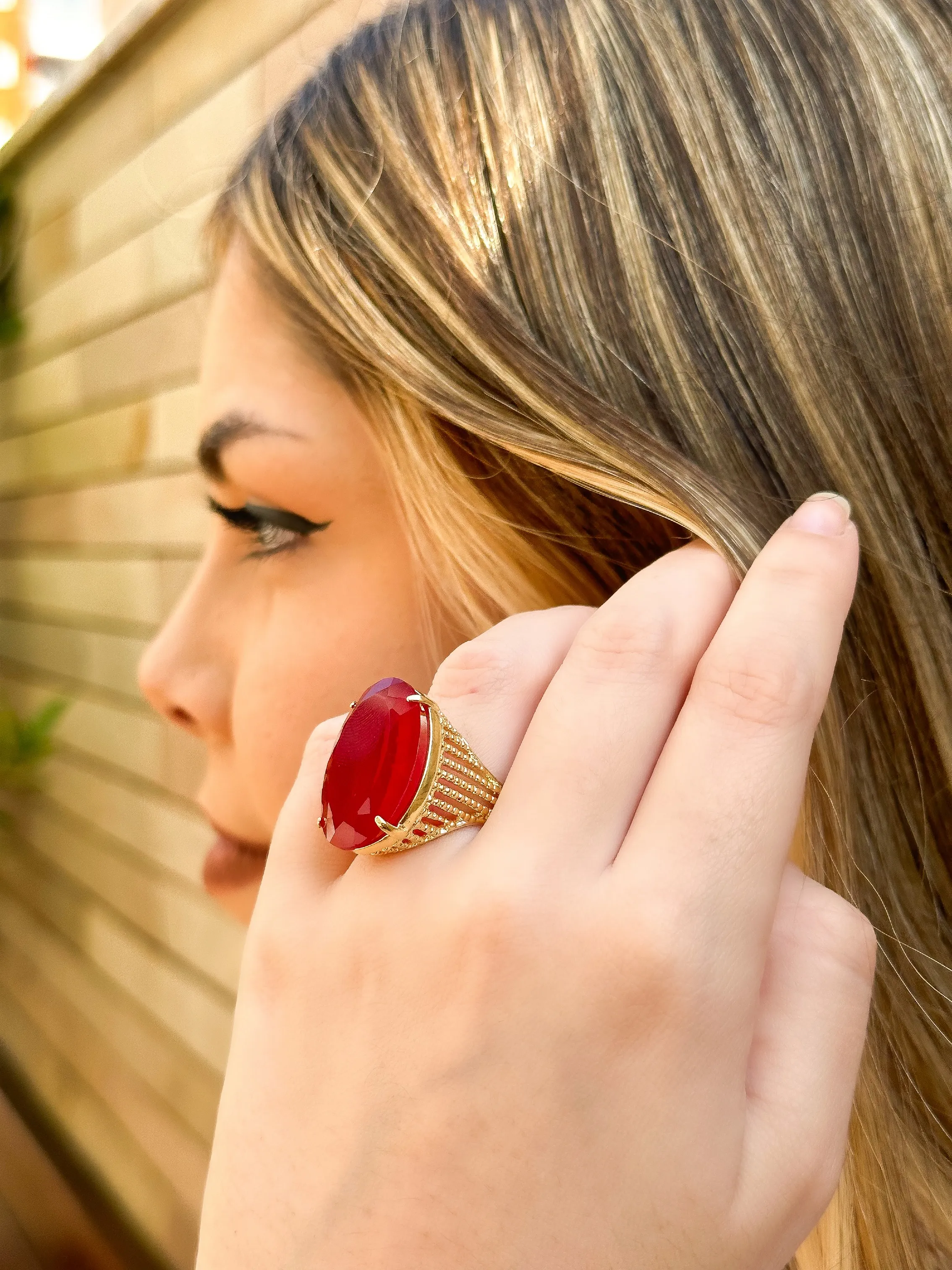 ANEL PEDRA OVAL RUBI INSPIRAÇÃO ANA AMORIM