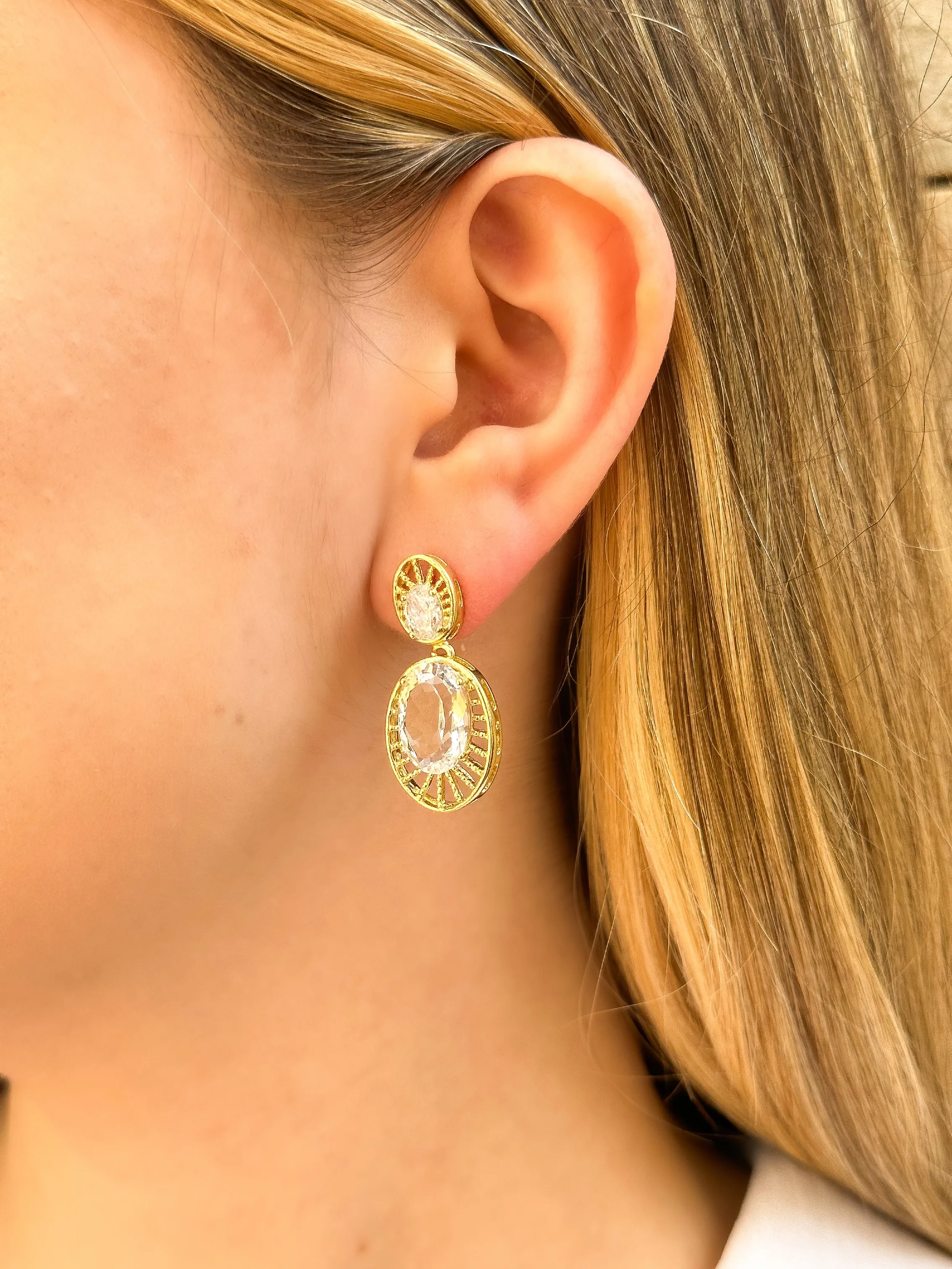 BRINCO PEDRA OVAL CRISTAL INSPIRAÇÃO ANA AMORIM