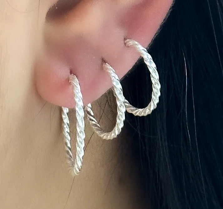 BRINCO PRATA TRIO ARGOLA TORCIDA