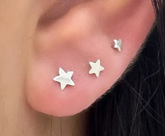 BRINCO PRATA TRIO ESTRELA LISA