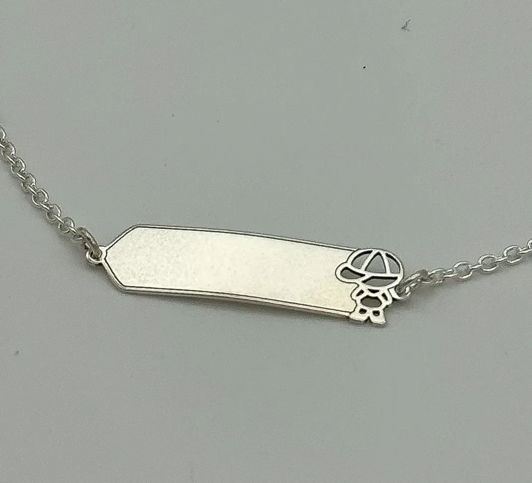 PULSEIRA PRATA INFANTIL PLAQUINHA MENINO
