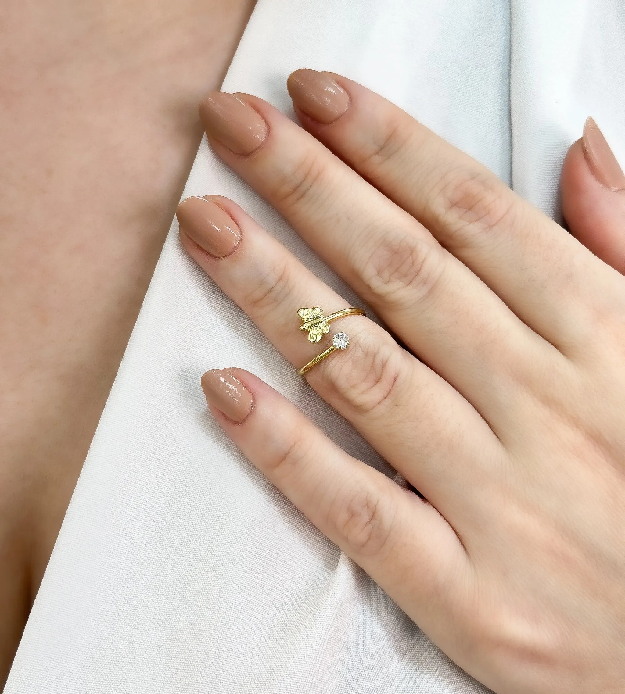 ANEL FALANGE BORBOLETA COM ZIRCONIA