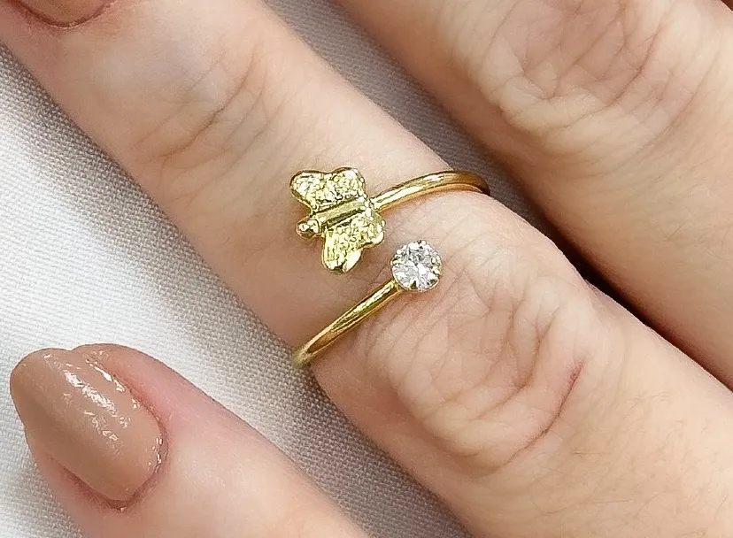 ANEL FALANGE BORBOLETA COM ZIRCONIA