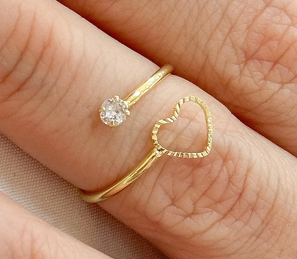 ANEL FALANGE CORAÇÃO VAZADO COM ZIRCONIA