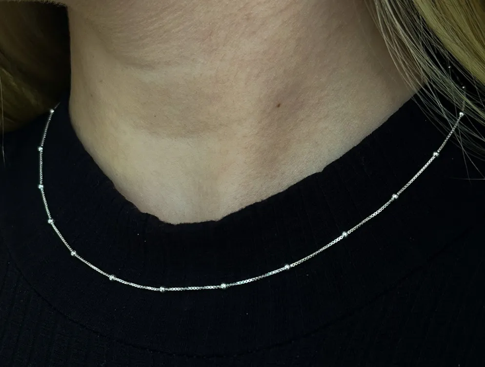 CHOKER PRATA BOLINHA 2MM