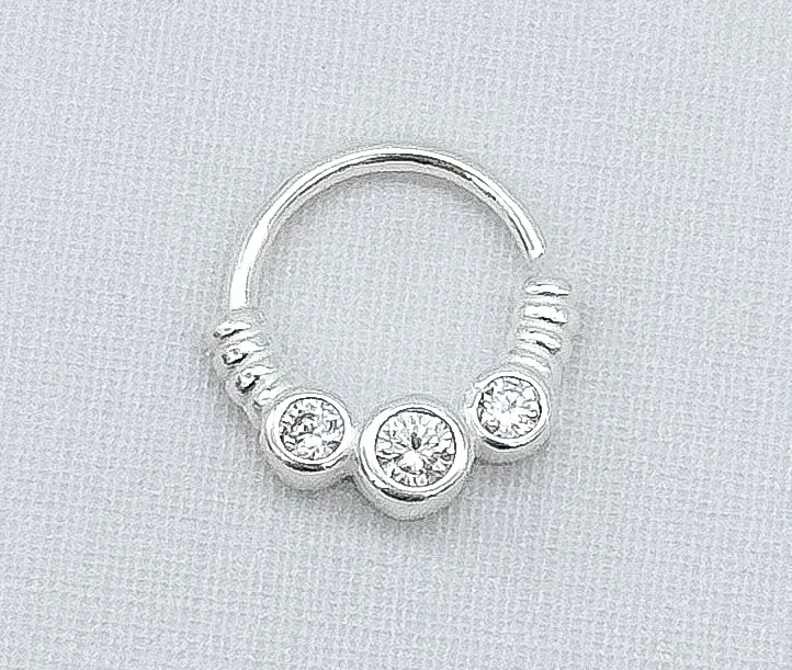 PIERCING PRATA ZIRCONIAS REDONDAS