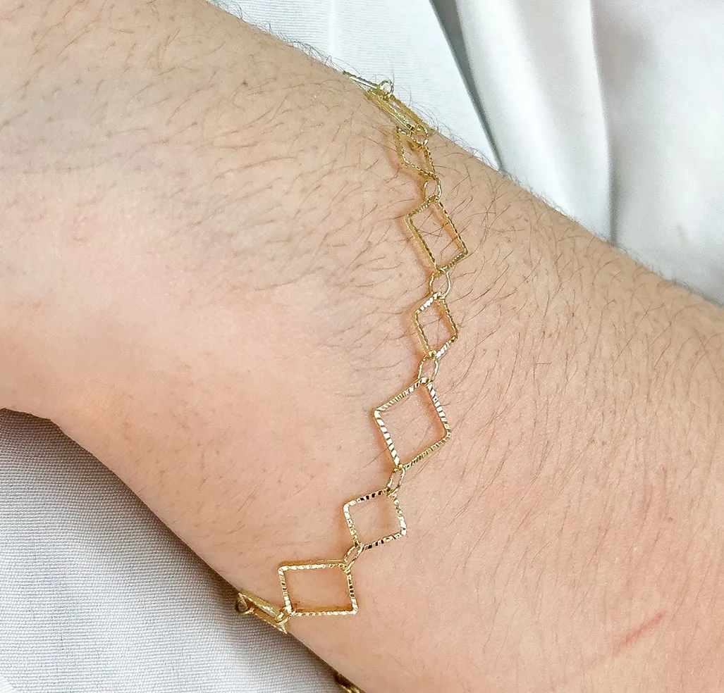PULSEIRA ELOS DIAGONAIS DIAMANTADO