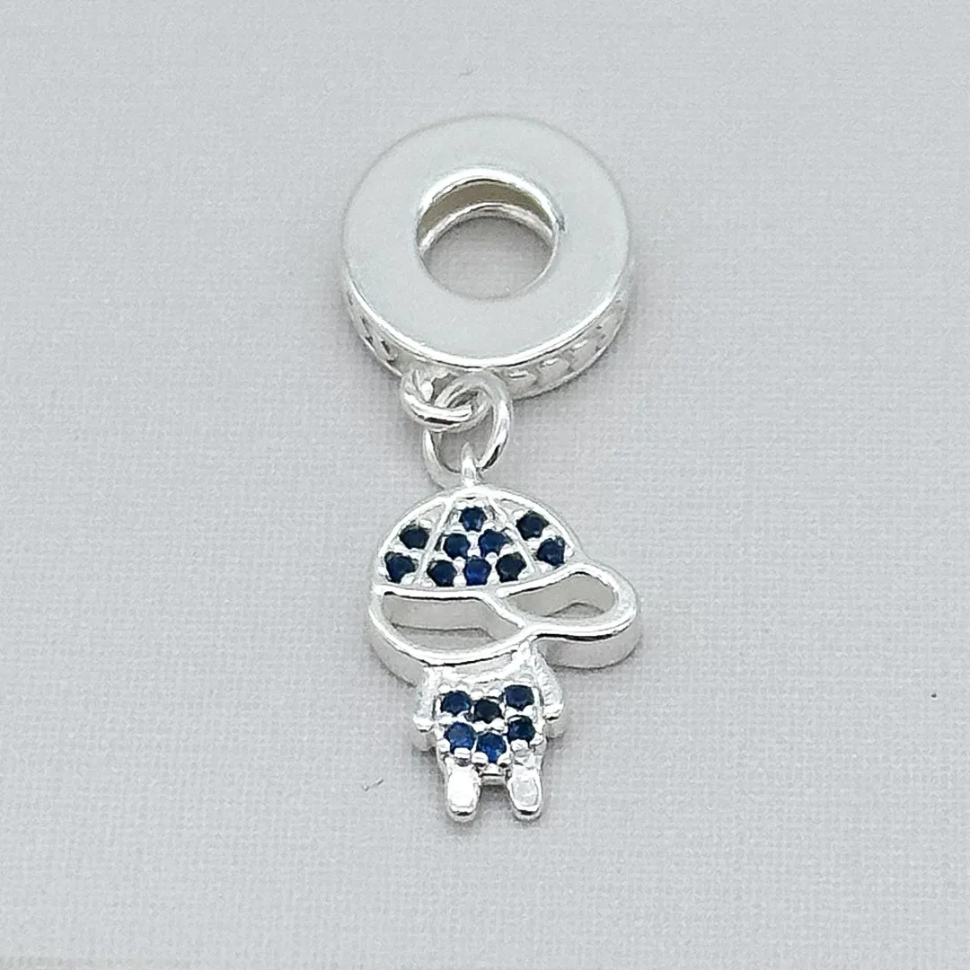 BERLOQUE PRATA MENINO CRAVEJADO AZUL