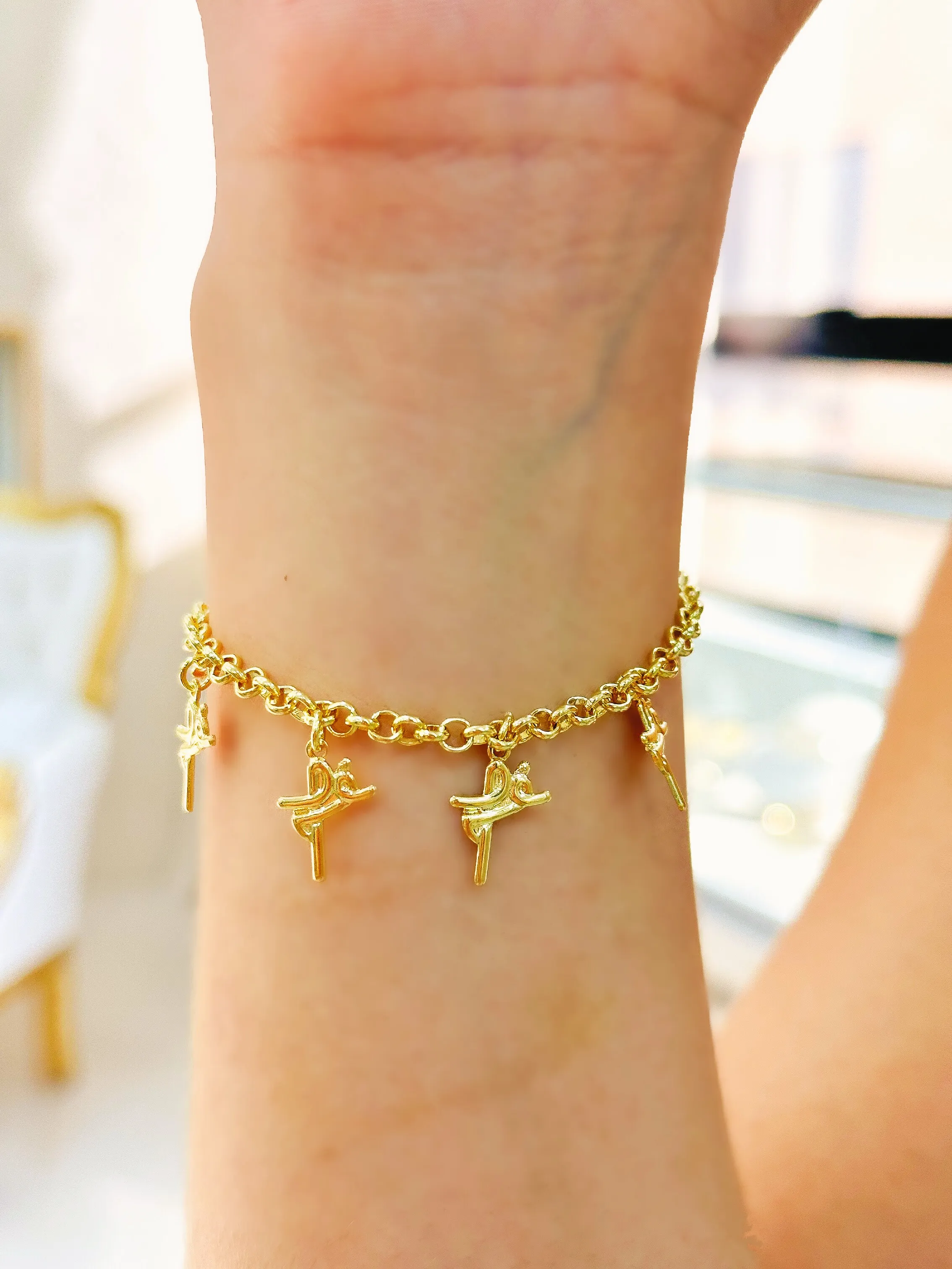 PULSEIRA ELO PORTUGUÊS COM PINGENTES FÉ