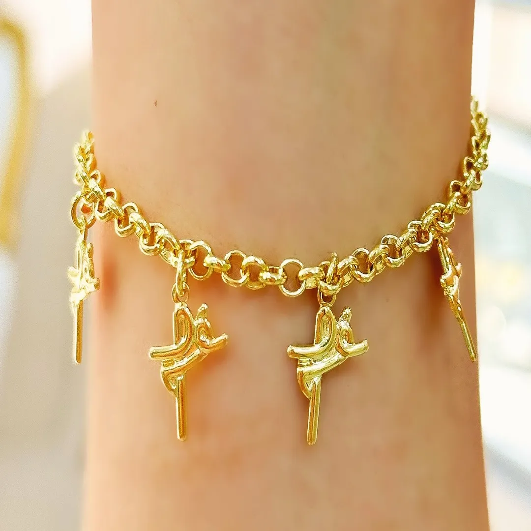 PULSEIRA ELO PORTUGUÊS COM PINGENTES FÉ