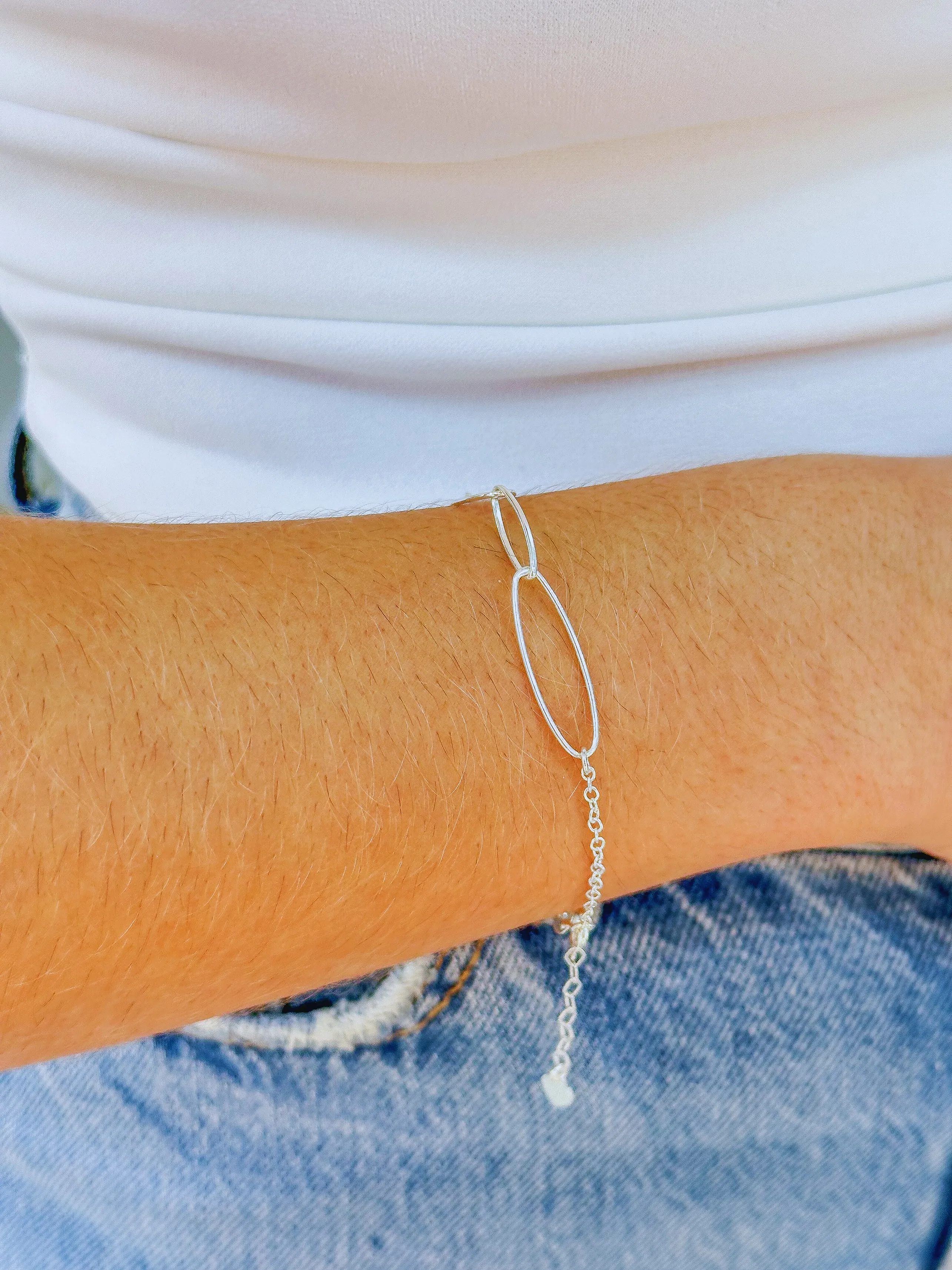 PULSEIRA PRATA ELO OVAL LONGO