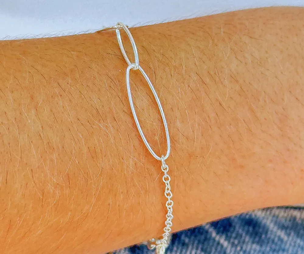 PULSEIRA PRATA ELO OVAL LONGO