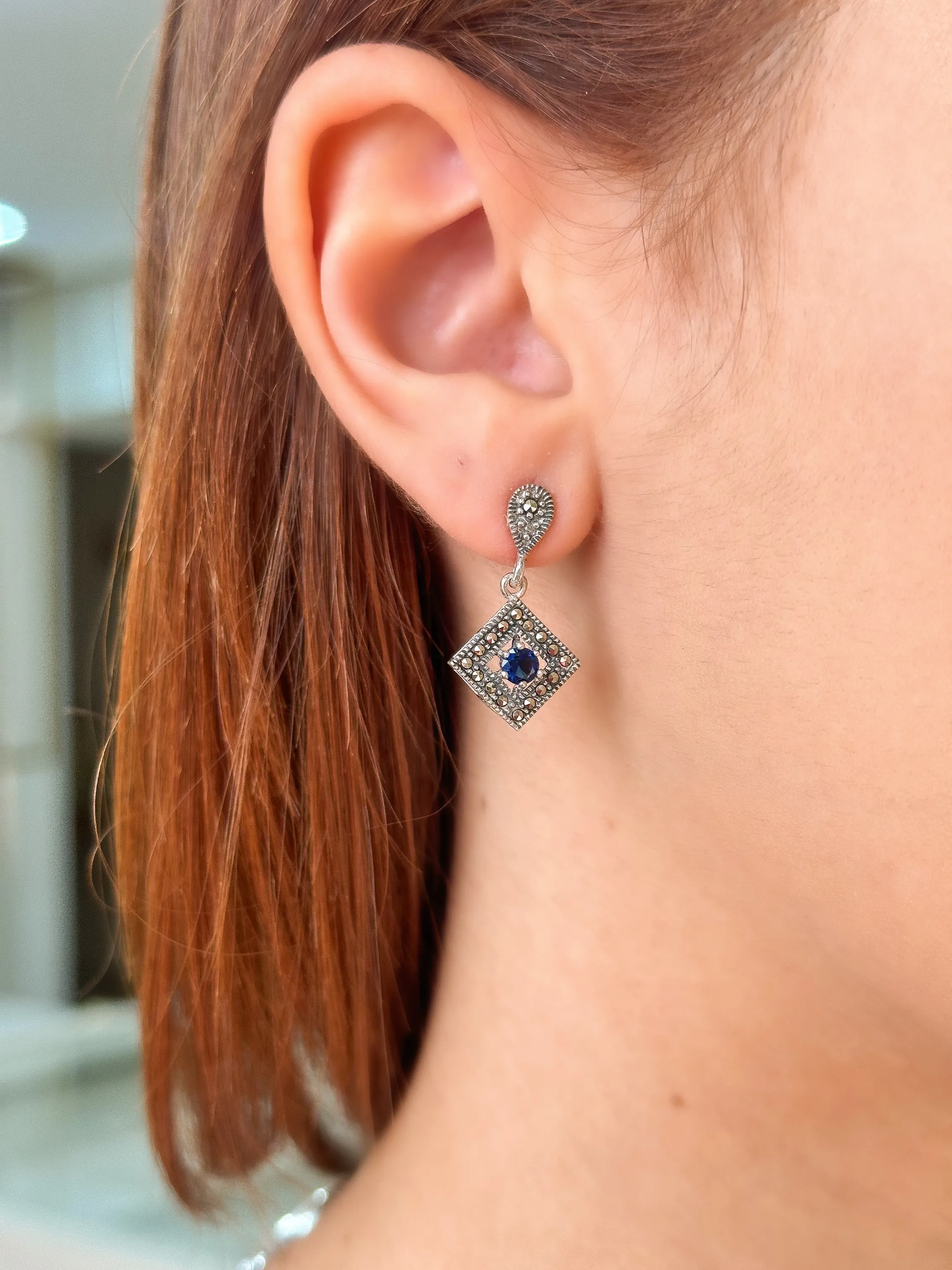 BRINCO PRATA BALI ZIRCONIA SAFIRA E MARCASSITAS