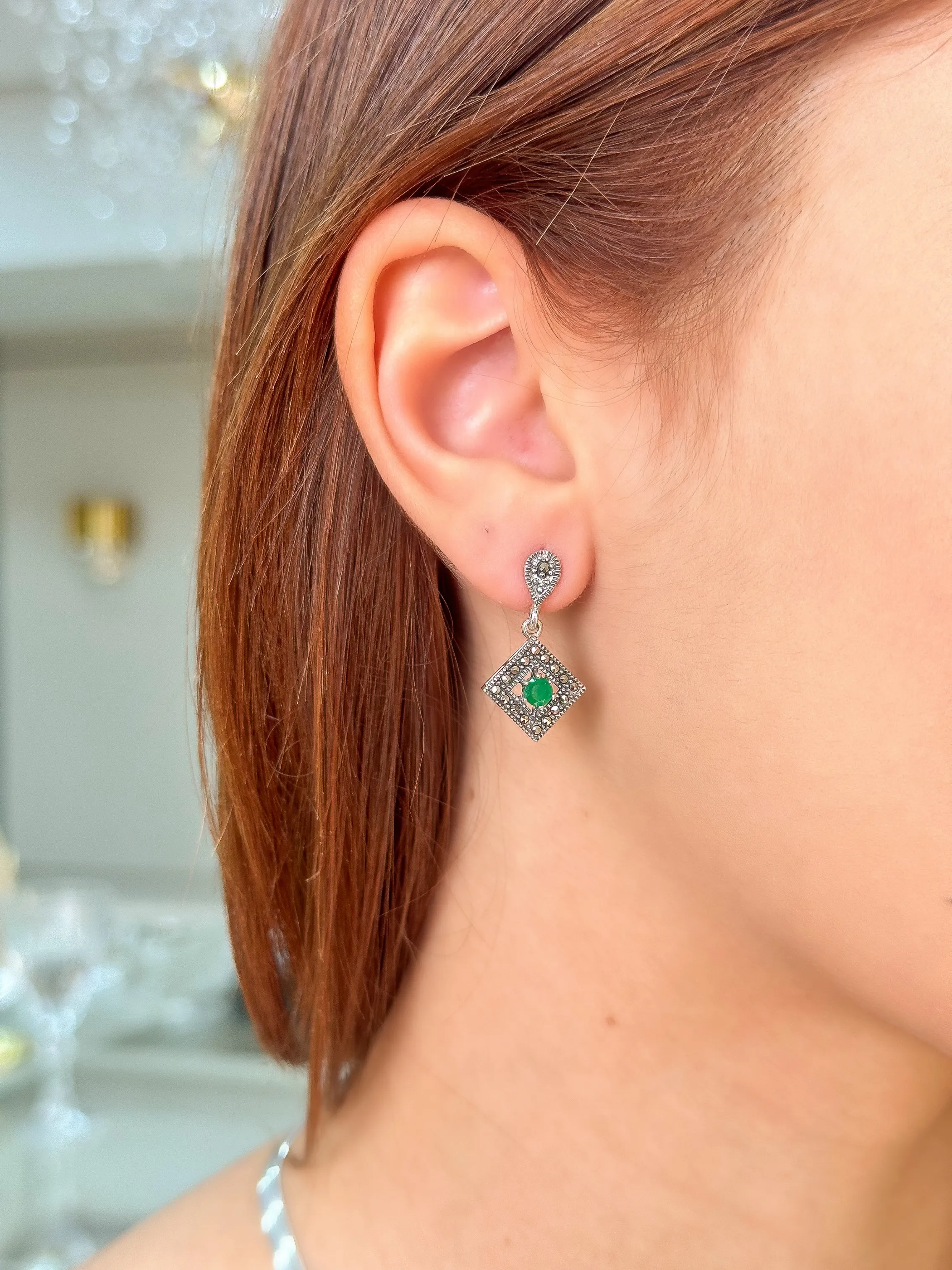 BRINCO PRATA BALI ZIRCONIA ESMERALDA E MARCASSITAS