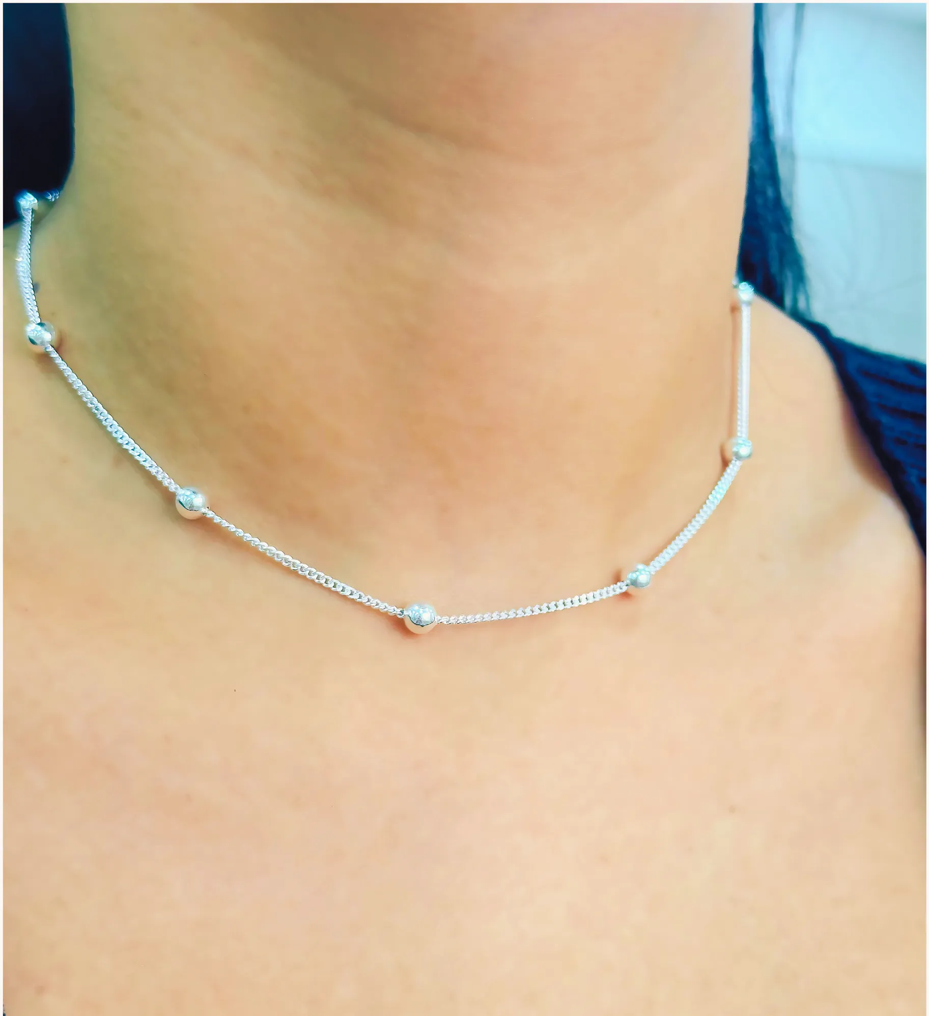 CHOKER PRATA GRUMET F50 BOLINHA 5MM