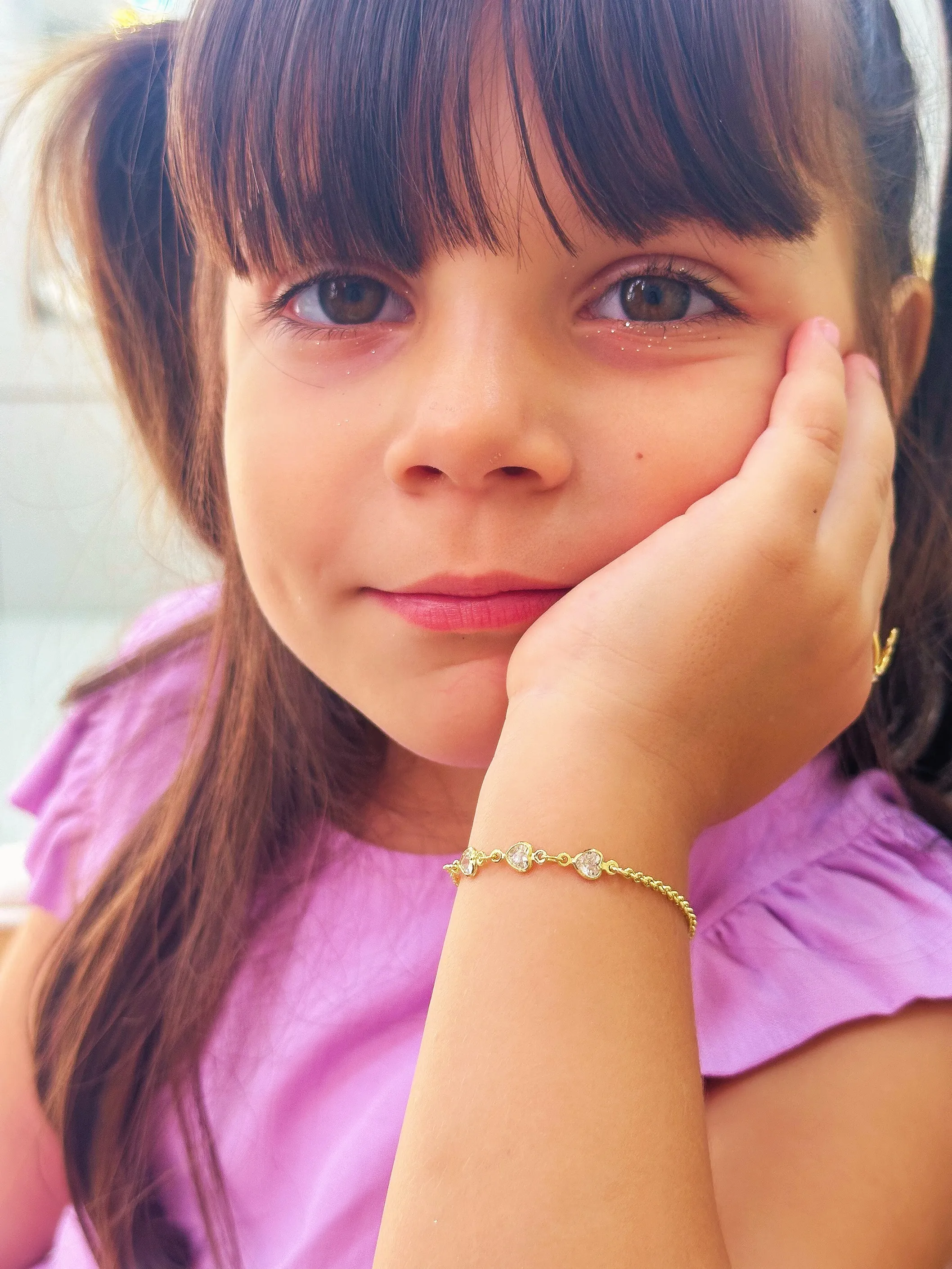 PULSEIRA INFANTIL 3 CORAÇÃO ZIRCONIA CRISTAL