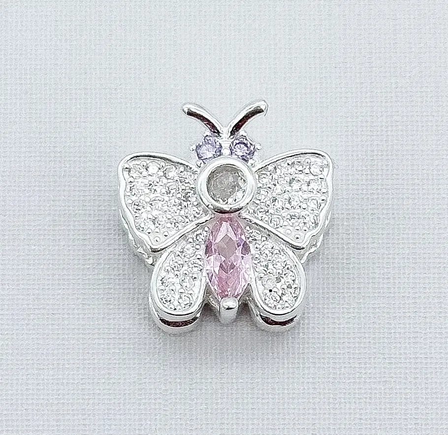 PINGENTE PRATA BORBOLETA CRAVEJADA PARA PULSEIRA PANDORA