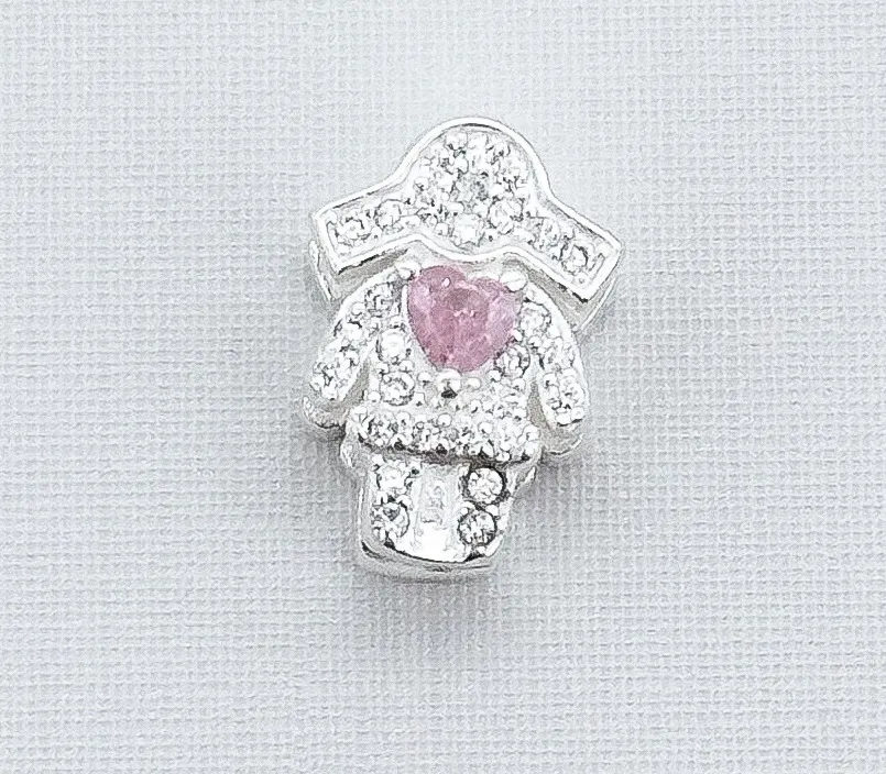 PINGENTE PRATA MENINA CRAVEJADA PARA PULSEIRA PANDORA