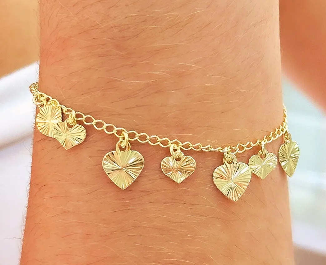 PULSEIRA CORAÇÕES PENDURADOS DIAMANTADOS