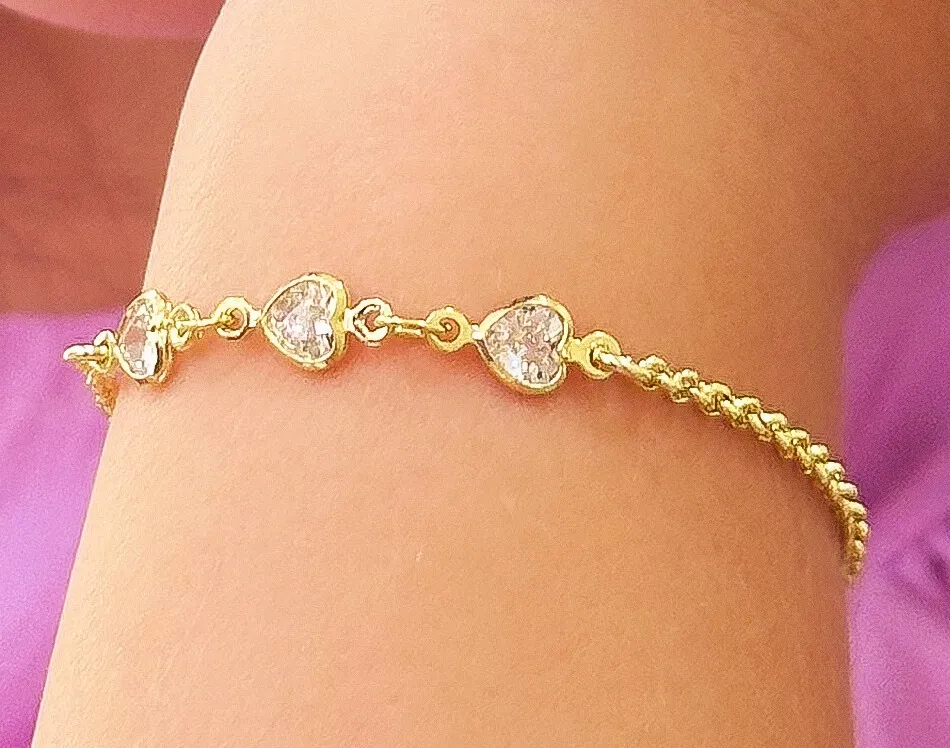 PULSEIRA INFANTIL 3 CORAÇÃO ZIRCONIA CRISTAL
