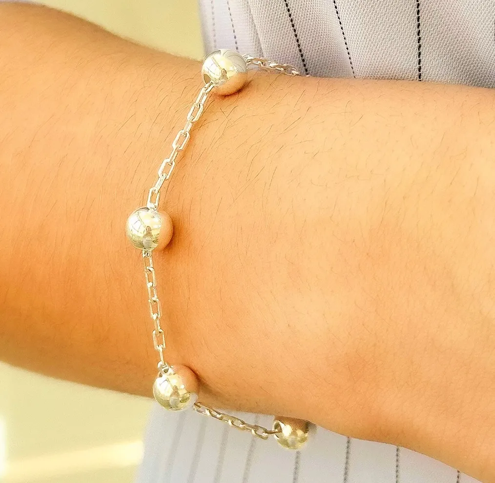 PULSEIRA PRATA CARTIER COM BOLAS 8MM