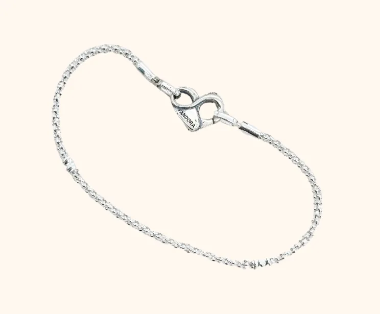 PULSEIRA PRATA PANDORA FECHO CORAÇÃO