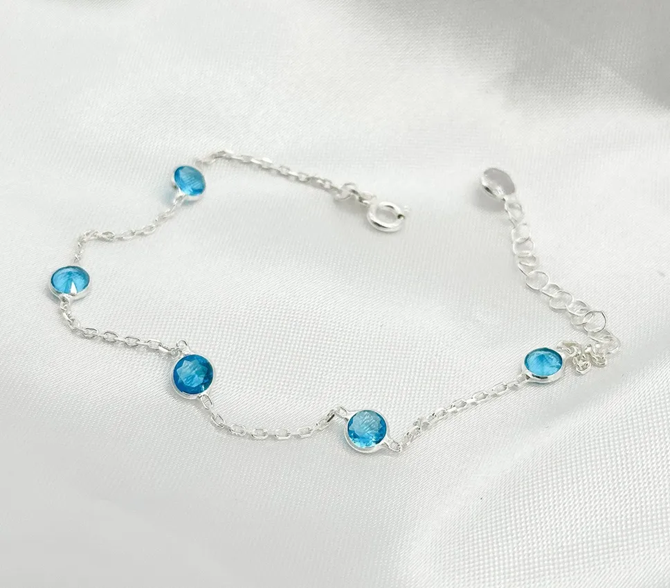PULSEIRA PRATA PEDRA AZUL