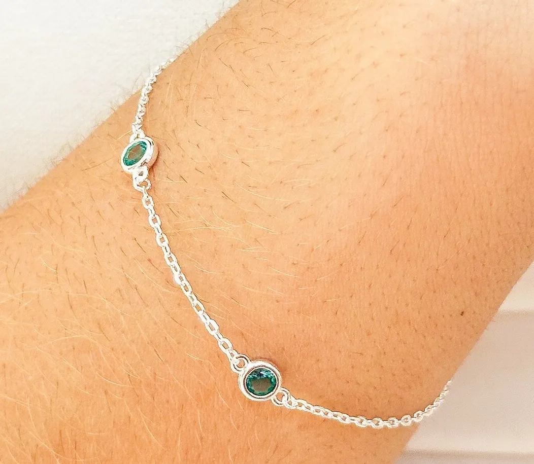 PULSEIRA PRATA PEDRA VERDE