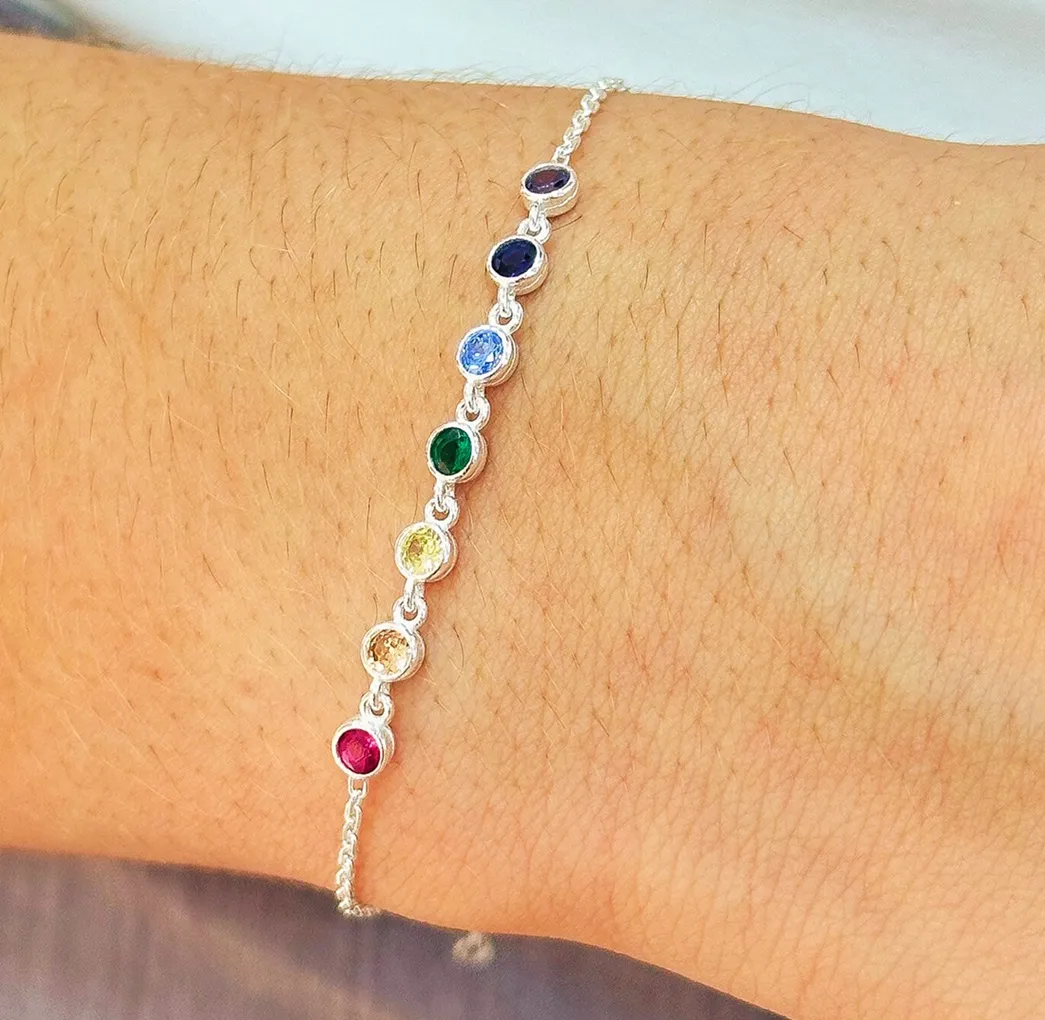PULSEIRA PRATA PEDRAS COLORS