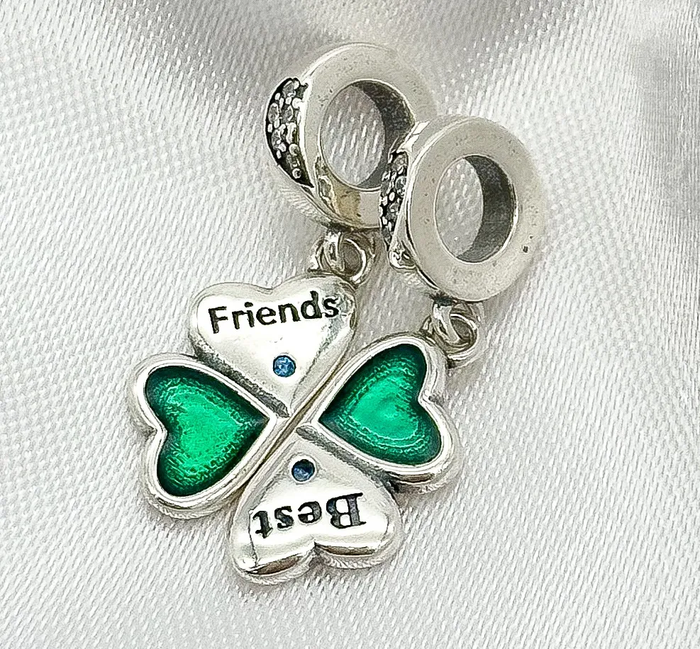 BERLOQUE PRATA DUPLO TREVO BEST FRIENDS