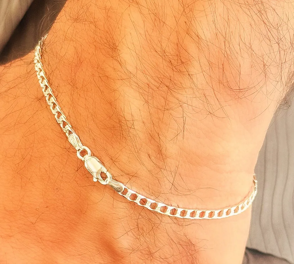 PULSEIRA PRATA GRUMET QUADRADA CURTA