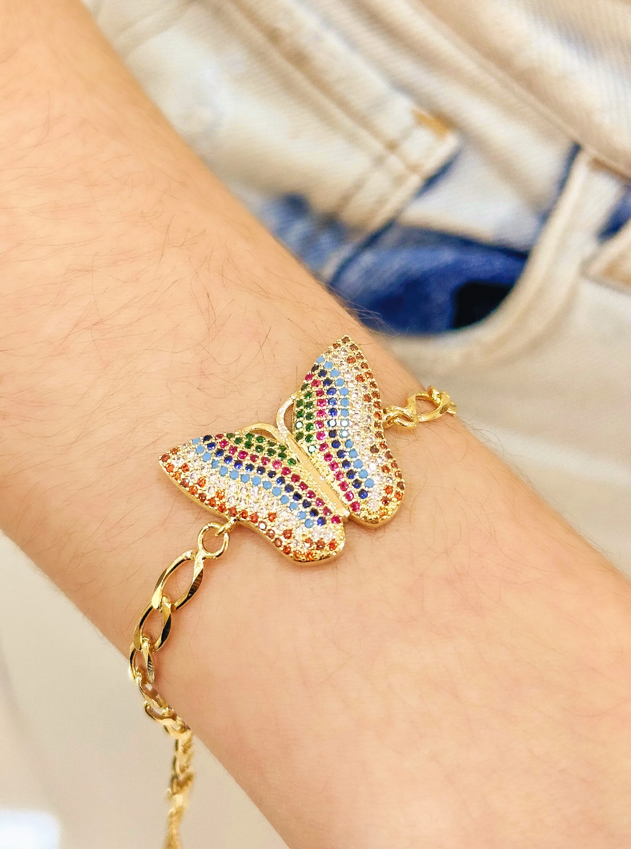 PULSEIRA GRUMET BORBOLETA CRAVEJDADA COLORS