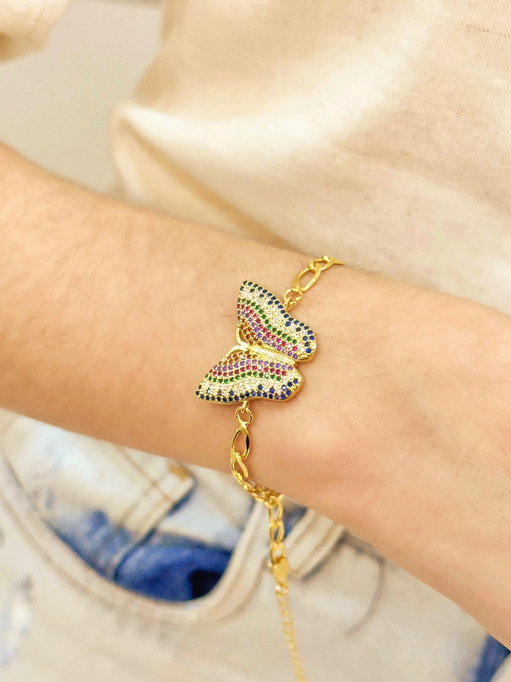 PULSEIRA GRUMET BORBOLETA CRAVEJDADA COLORS
