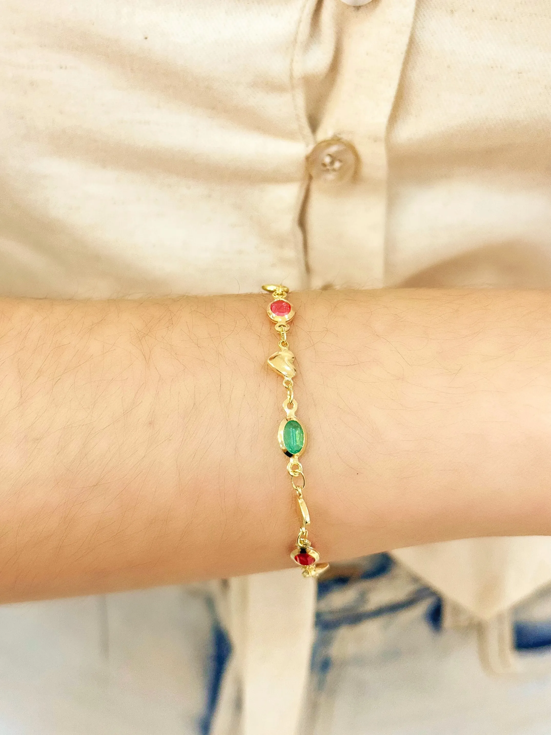 PULSEIRA PEDRA OVAL COM CORAÇÃO LISO COLORS