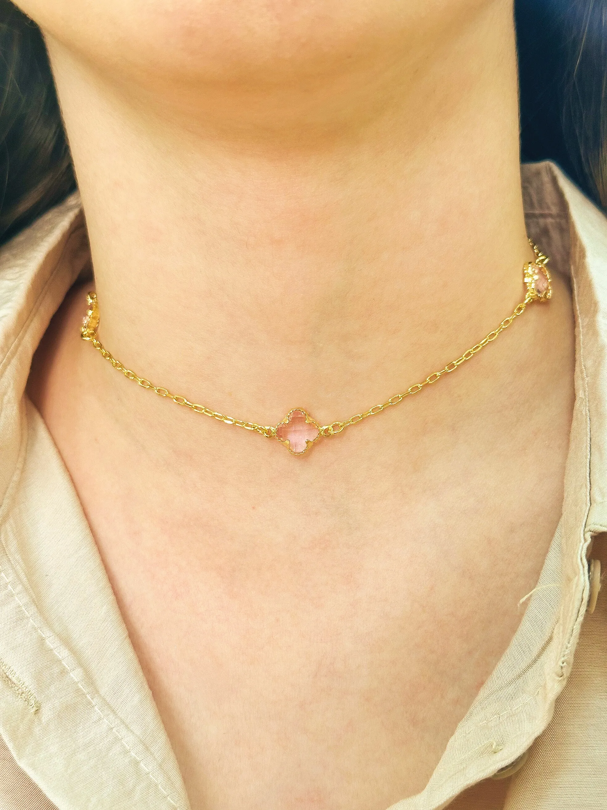 CHOKER ALHAMBRA PEDRA ROSA